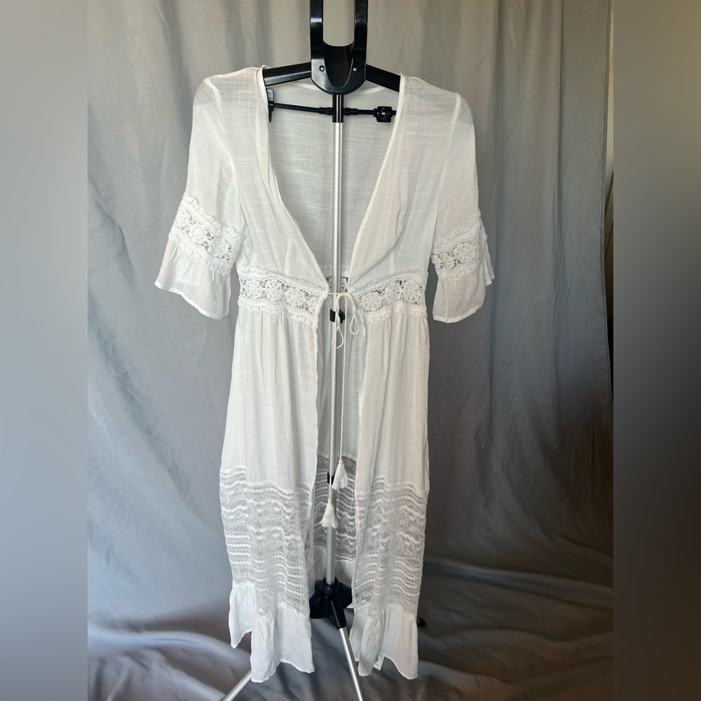Cupshe White Lace Trim Swim Coverup